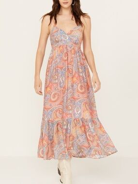 Molly Bracken Isabelle Paisley Print Midi Dress Sz XL - NWT